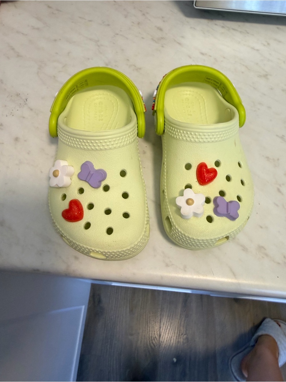 Crocs Kids Lightweight Lime Green with Decorative Charms